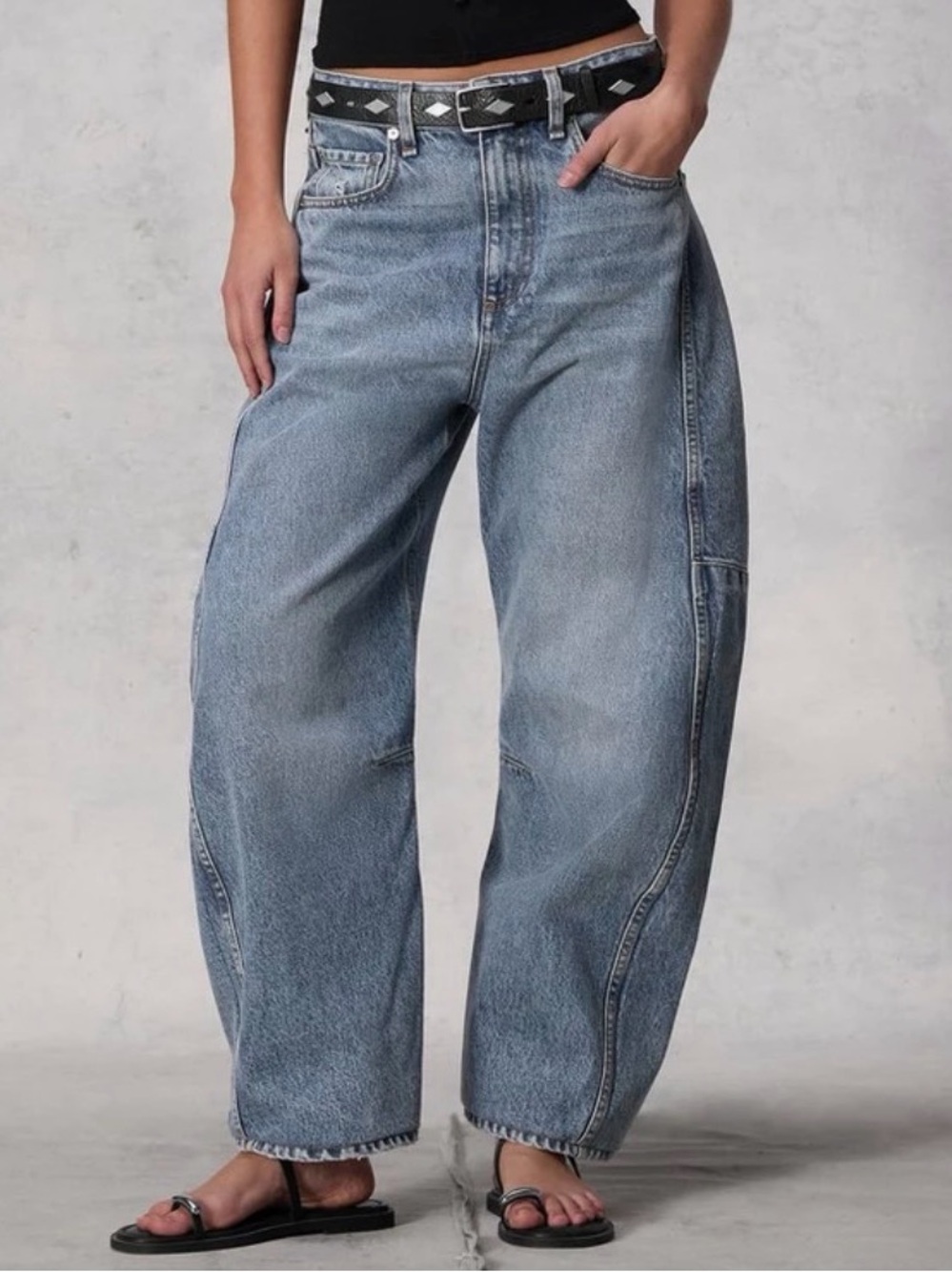 "The Charlie" High-Rise Barrel Jeans